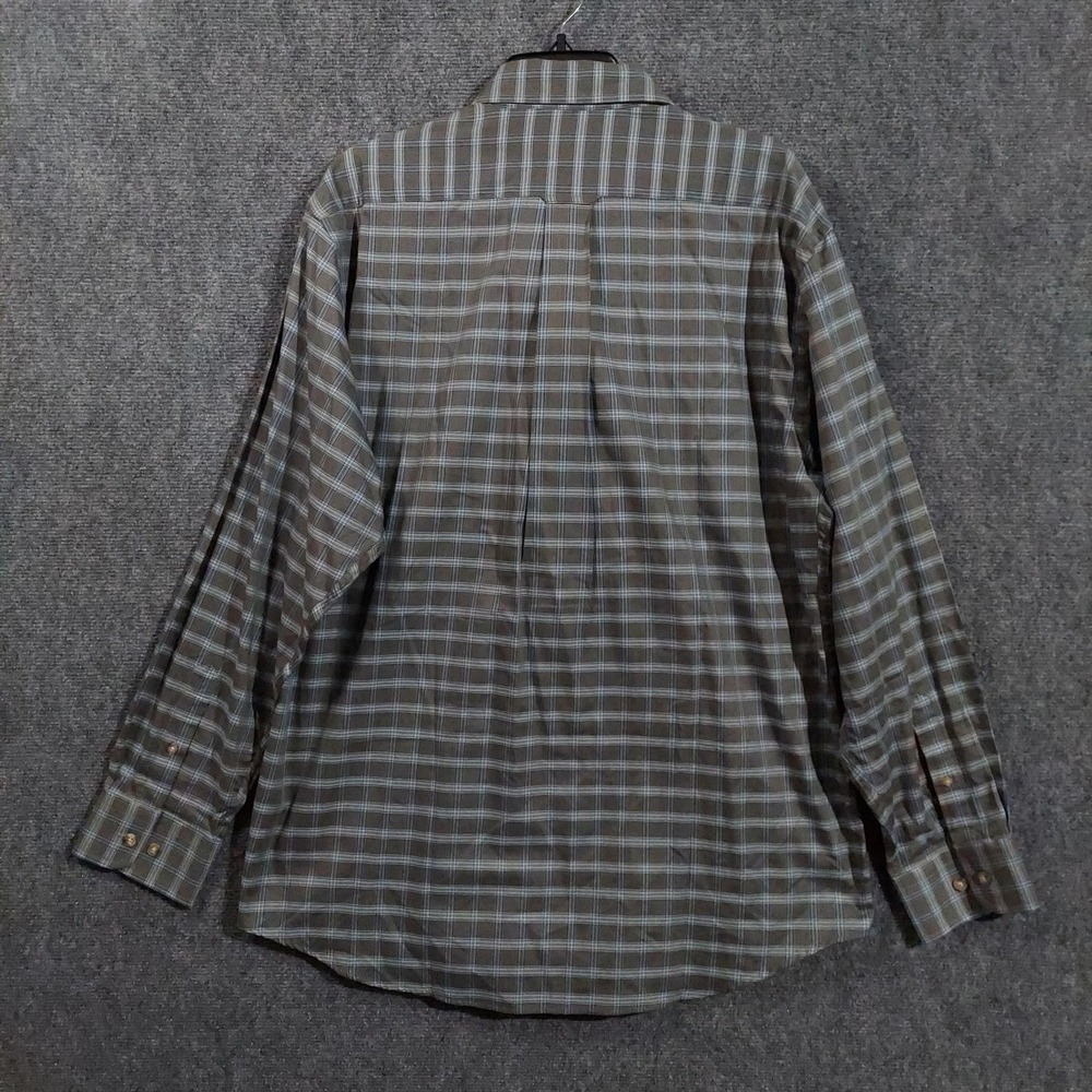 Henry Jacobson Shirt Mens Large‎ Gray Blue Plaid Cotton Long Sleeve Button Front - Picture 3 of 13